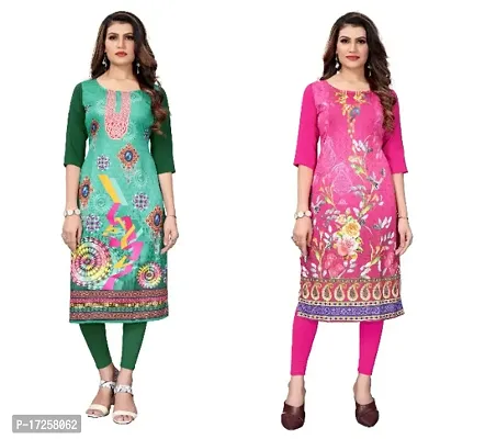 Reliable Crepe Printed Straight Kurta For Women- Pack Of 2-thumb0