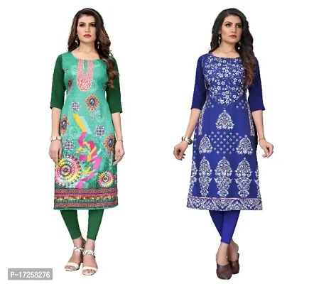 Reliable Crepe Printed Straight Kurta For Women- Pack Of 2-thumb0