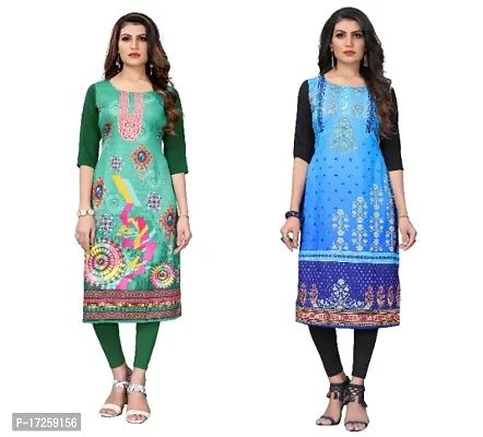 Reliable Crepe Printed Straight Kurta For Women- Pack Of 2