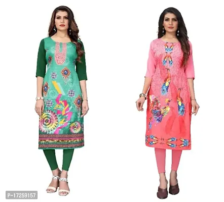 Reliable Crepe Printed Straight Kurta For Women- Pack Of 2-thumb0