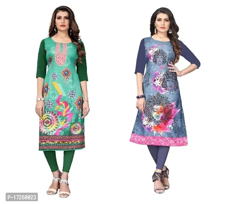 Reliable Crepe Printed Straight Kurta For Women- Pack Of 2-thumb0