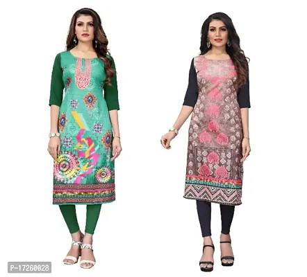 Reliable Crepe Printed Straight Kurta For Women- Pack Of 2-thumb0