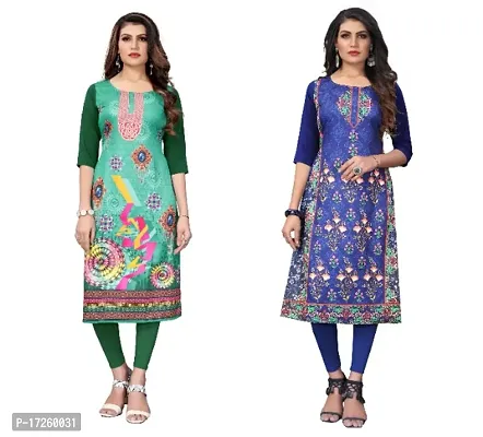 Reliable Crepe Printed Straight Kurta For Women- Pack Of 2-thumb0