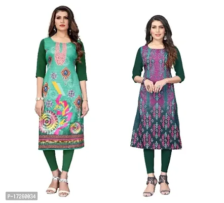 Reliable Crepe Printed Straight Kurta For Women- Pack Of 2-thumb0