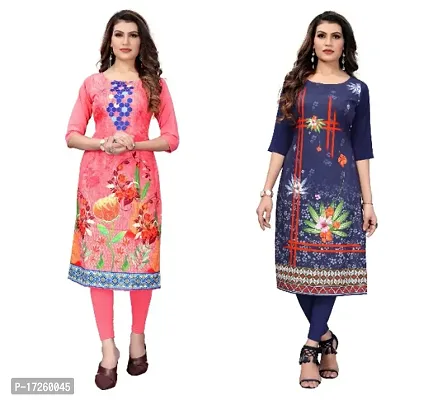 Reliable Crepe Printed Straight Kurta For Women- Pack Of 2-thumb0