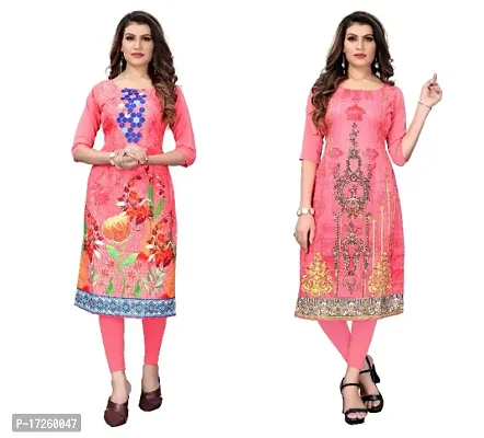 Reliable Crepe Printed Straight Kurta For Women- Pack Of 2-thumb0