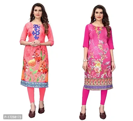 Reliable Crepe Printed Straight Kurta For Women- Pack Of 2-thumb0