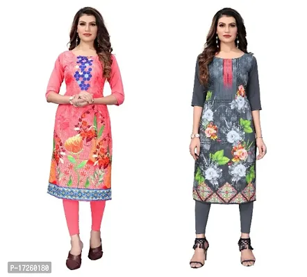 Reliable Crepe Printed Straight Kurta For Women- Pack Of 2-thumb0