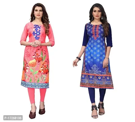 Reliable Crepe Printed Straight Kurta For Women- Pack Of 2-thumb0