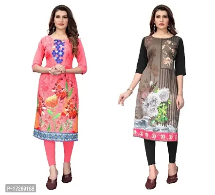 Reliable Crepe Printed Straight Kurta For Women- Pack Of 2