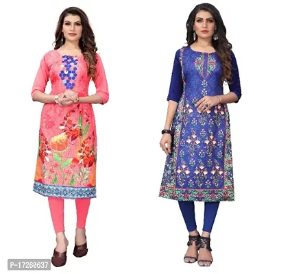 Reliable Crepe Printed Straight Kurta For Women- Pack Of 2-thumb0