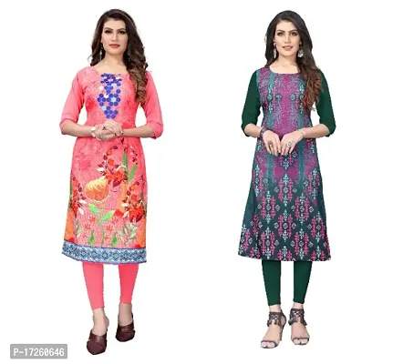 Reliable Crepe Printed Straight Kurta For Women- Pack Of 2-thumb0