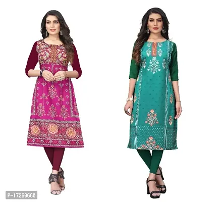 Reliable Crepe Printed Straight Kurta For Women- Pack Of 2