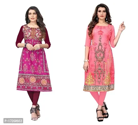 Reliable Crepe Printed Straight Kurta For Women- Pack Of 2