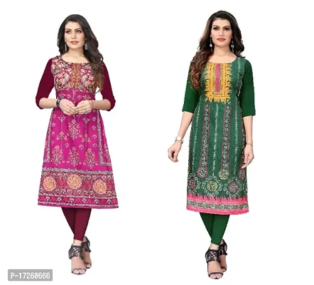 Reliable Crepe Printed Straight Kurta For Women- Pack Of 2-thumb0