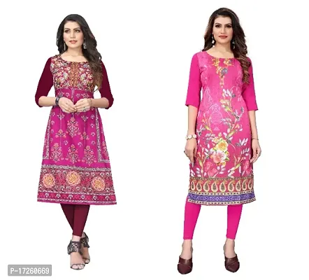 Reliable Crepe Printed Straight Kurta For Women- Pack Of 2