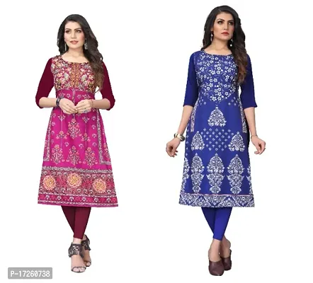 Reliable Crepe Printed Straight Kurta For Women- Pack Of 2-thumb0