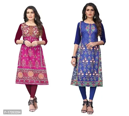 Reliable Crepe Printed Straight Kurta For Women- Pack Of 2