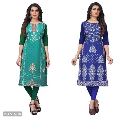 Reliable Crepe Printed Straight Kurta For Women- Pack Of 2