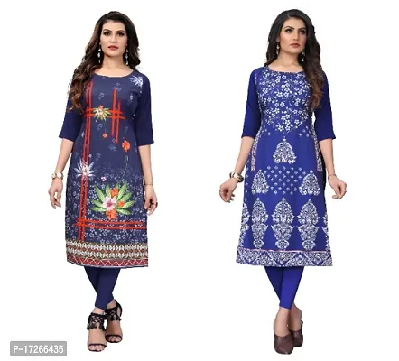 Reliable Crepe Printed Straight Kurta For Women- Pack Of 2-thumb0