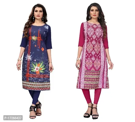 Reliable Crepe Printed Straight Kurta For Women- Pack Of 2-thumb0