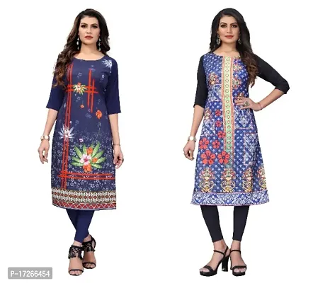 Reliable Crepe Printed Straight Kurta For Women- Pack Of 2