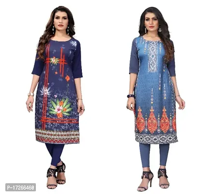 Reliable Crepe Printed Straight Kurta For Women- Pack Of 2