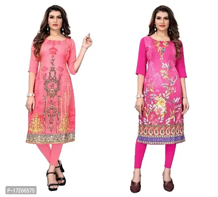 Reliable Crepe Printed Straight Kurta For Women- Pack Of 2