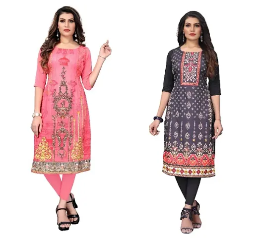 Reliable Crepe Straight Kurta For Women- Pack Of 2