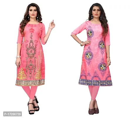 Reliable Crepe Printed Straight Kurta For Women- Pack Of 2-thumb0