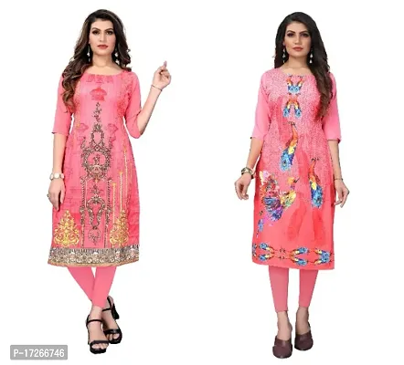 Reliable Crepe Printed Straight Kurta For Women- Pack Of 2-thumb0