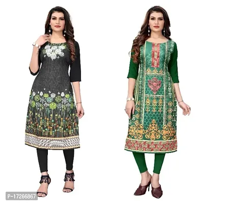 Reliable Crepe Printed Straight Kurta For Women- Pack Of 2-thumb0