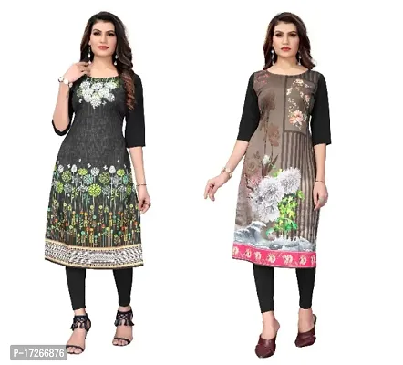 Reliable Crepe Printed Straight Kurta For Women- Pack Of 2-thumb0