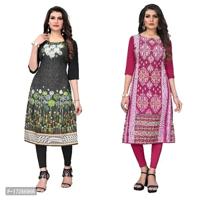 Reliable Crepe Printed Straight Kurta For Women- Pack Of 2