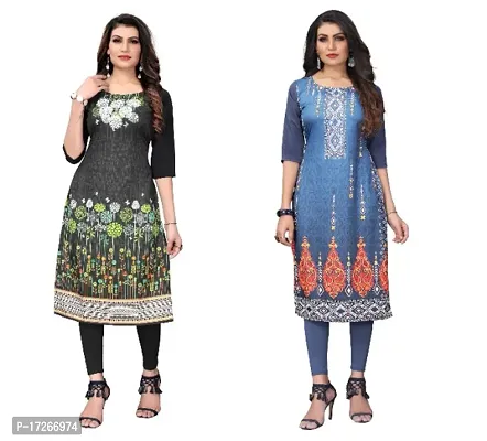 Reliable Crepe Printed Straight Kurta For Women- Pack Of 2-thumb0