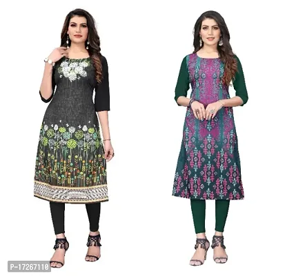 Reliable Crepe Printed Straight Kurta For Women- Pack Of 2-thumb0