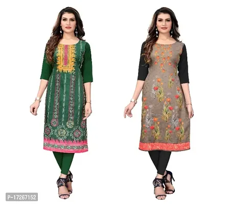 Reliable Crepe Printed Straight Kurta For Women- Pack Of 2