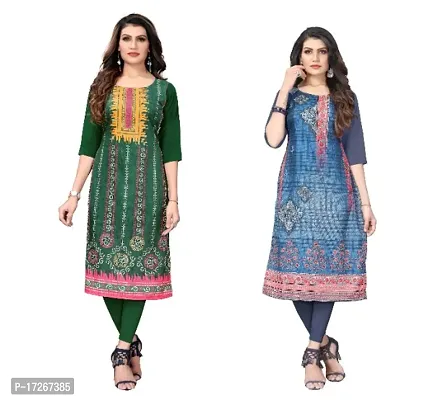 Reliable Crepe Printed Straight Kurta For Women- Pack Of 2