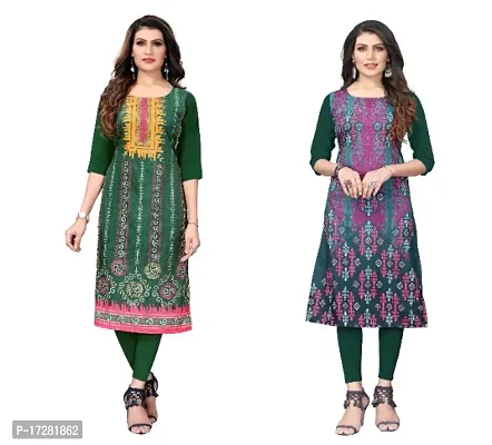 Reliable Crepe Printed Straight Kurta For Women- Pack Of 2-thumb0