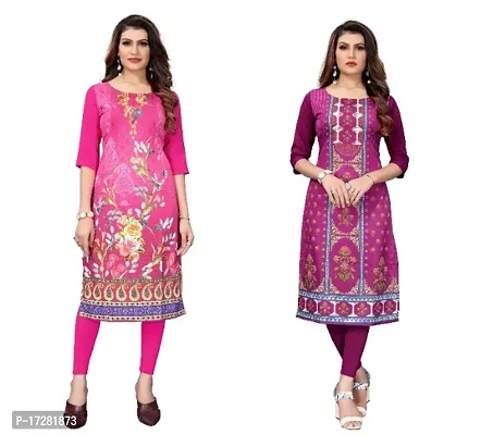 Reliable Crepe Printed Straight Kurta For Women- Pack Of 2-thumb0