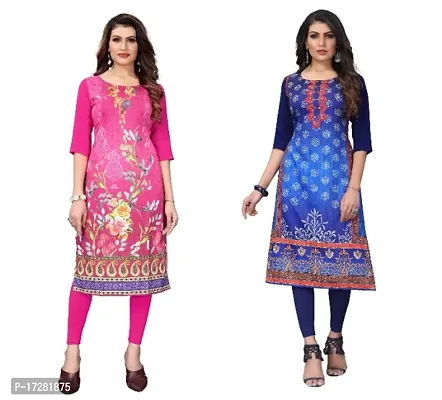 Reliable Crepe Printed Straight Kurta For Women- Pack Of 2-thumb0