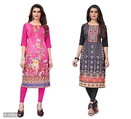 Reliable Crepe Printed Straight Kurta For Women- Pack Of 2