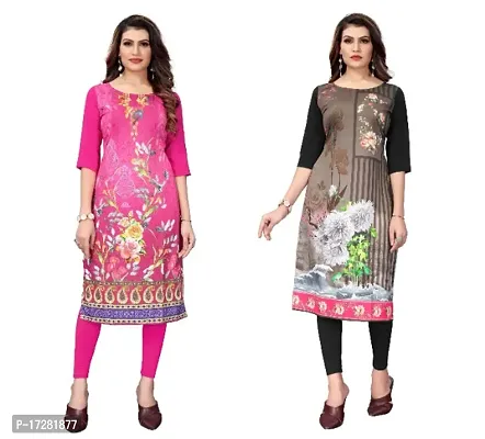 Reliable Crepe Printed Straight Kurta For Women- Pack Of 2