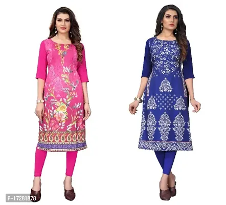 Reliable Crepe Printed Straight Kurta For Women- Pack Of 2-thumb0