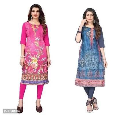 Reliable Crepe Printed Straight Kurta For Women- Pack Of 2-thumb0