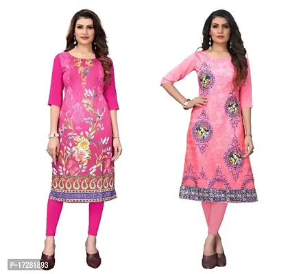 Reliable Crepe Printed Straight Kurta For Women- Pack Of 2