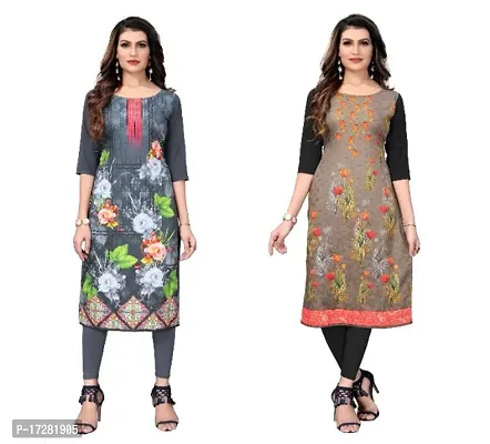 Reliable Crepe Printed Straight Kurta For Women- Pack Of 2