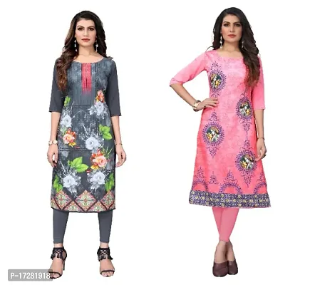 Reliable Crepe Printed Straight Kurta For Women- Pack Of 2-thumb0