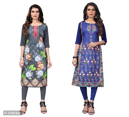 Reliable Crepe Printed Straight Kurta For Women- Pack Of 2-thumb0