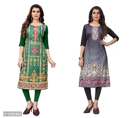 Reliable Crepe Printed Straight Kurta For Women- Pack Of 2